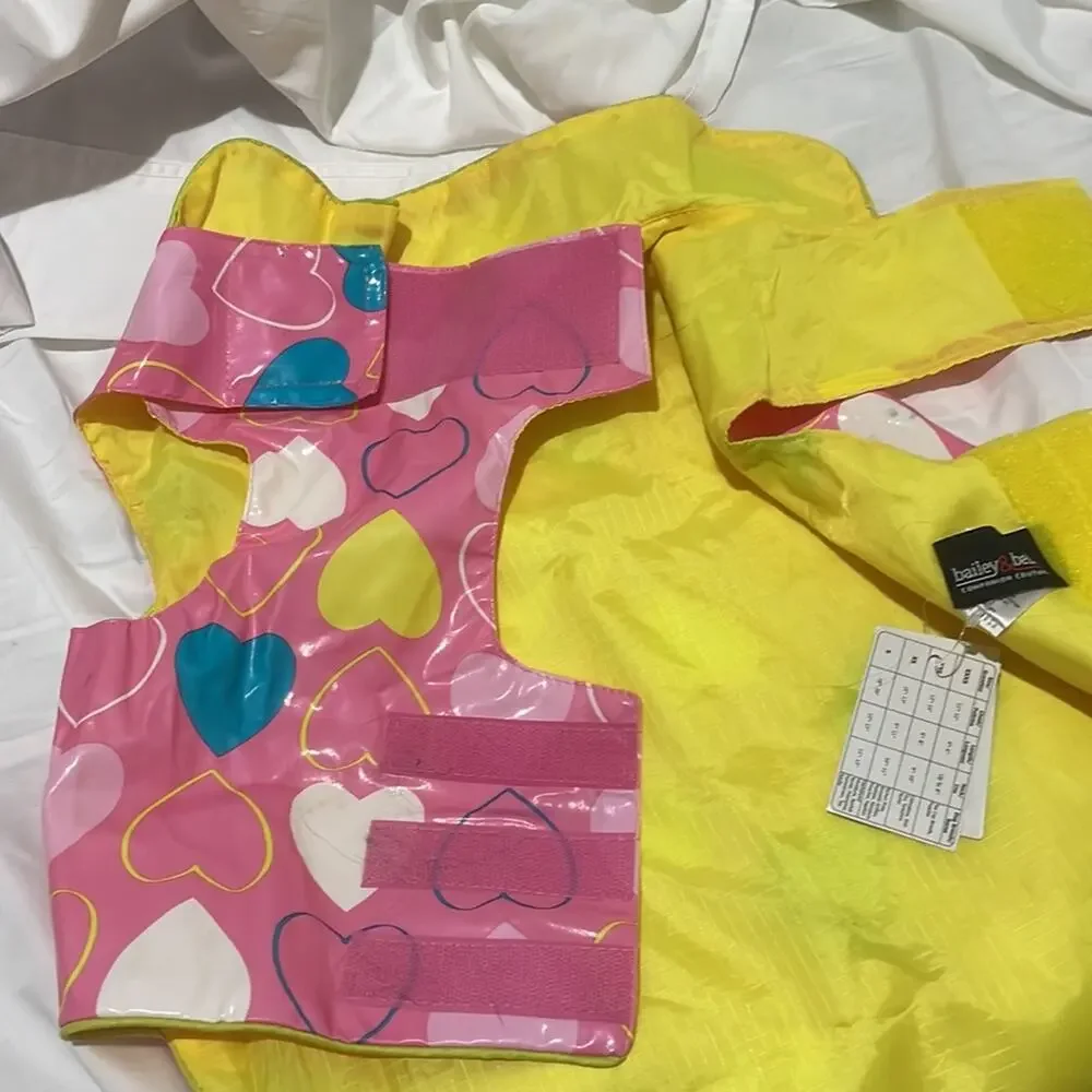 Bailey & Bella L pink hearts gold office raincoat nwt